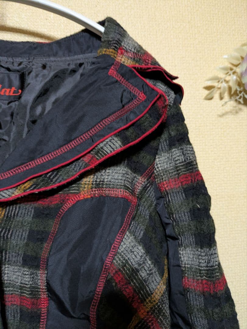 Eクラット エイココンドウチェック柄 テーラードジャケットウール78%42未使用