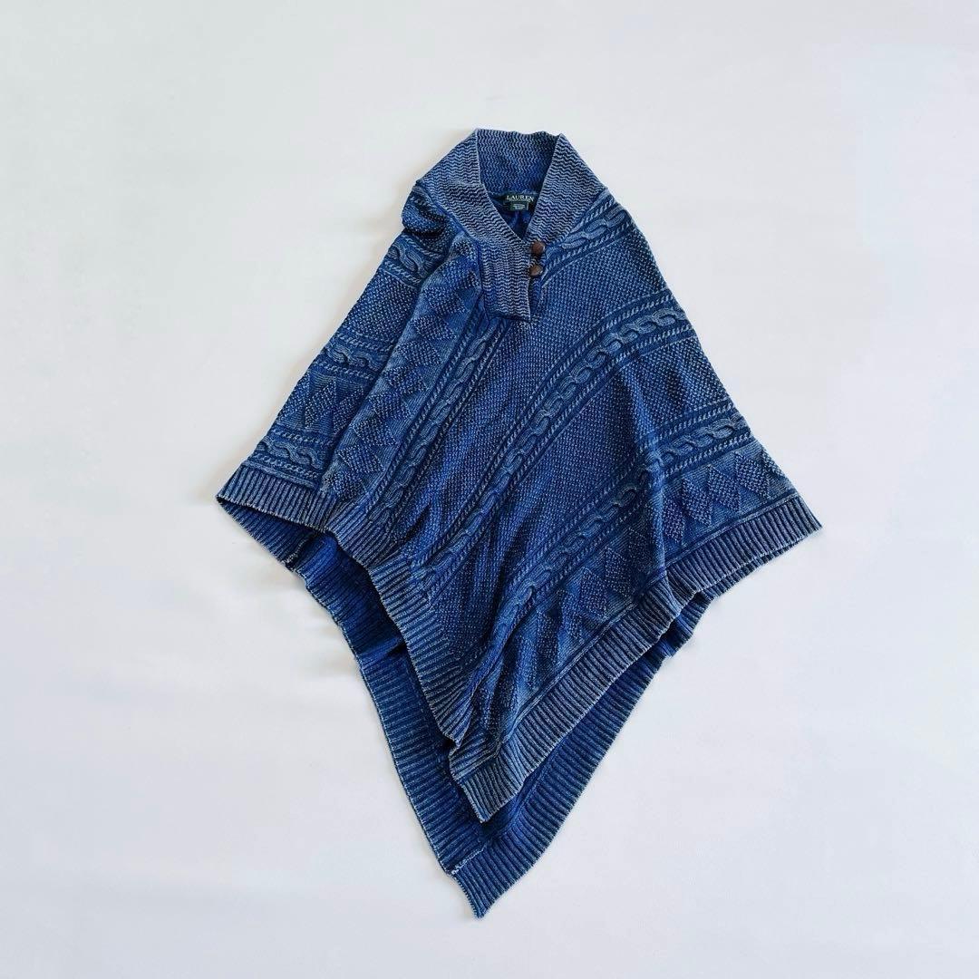 ローレンラルフローレン ポンチョ ケーブルニット コットン くるみボタン