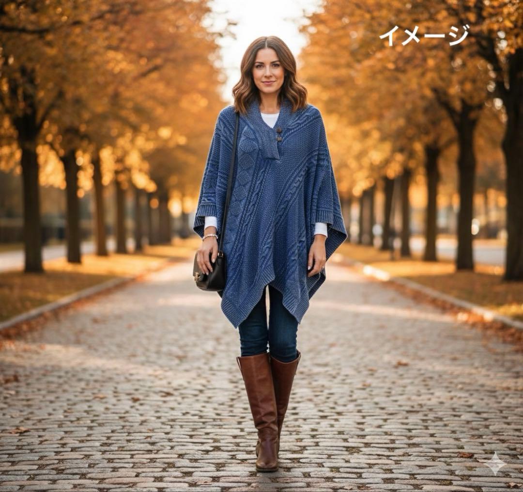 ローレンラルフローレン ポンチョ ケーブルニット コットン くるみボタン