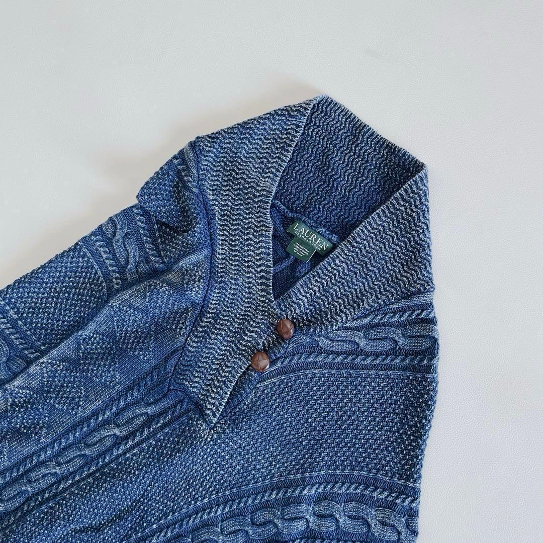 ローレンラルフローレン ポンチョ ケーブルニット コットン くるみボタン