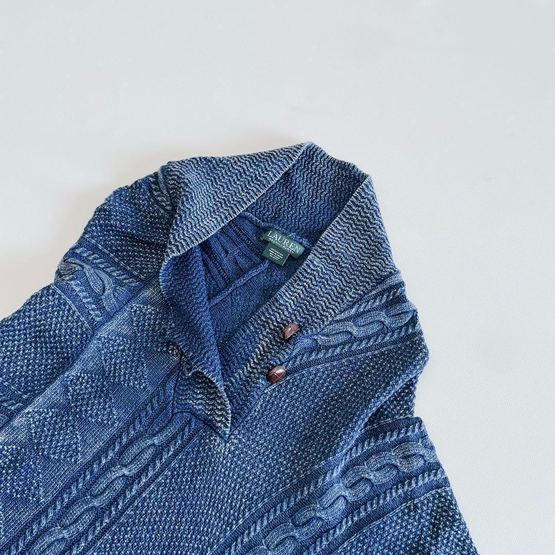ローレンラルフローレン ポンチョ ケーブルニット コットン くるみボタン
