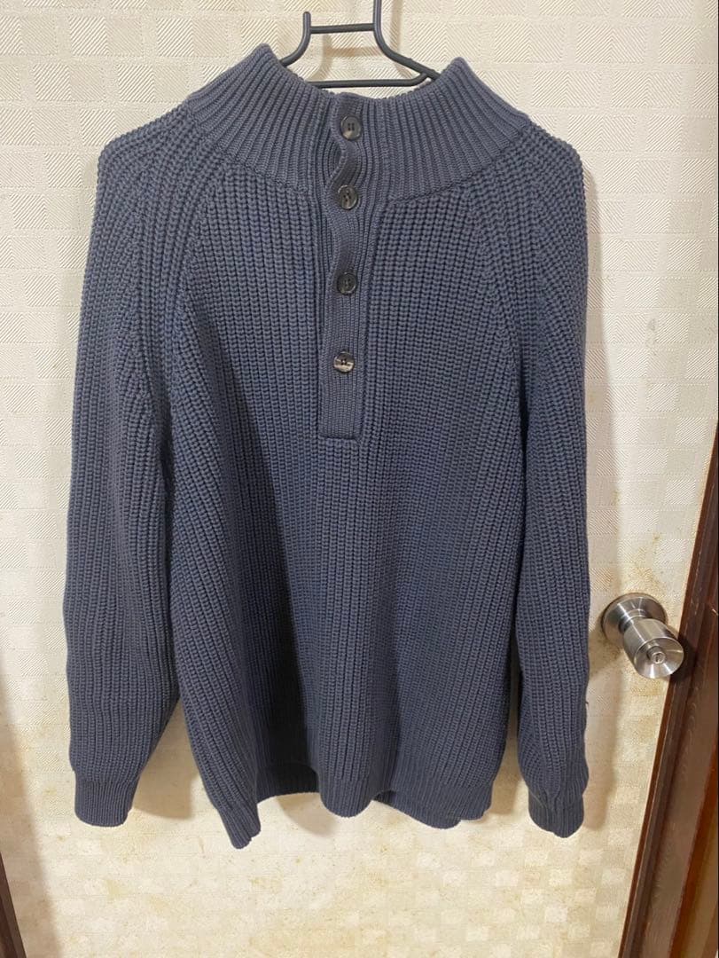 BATONER ボタン付きハイネック ニットセーター グレー