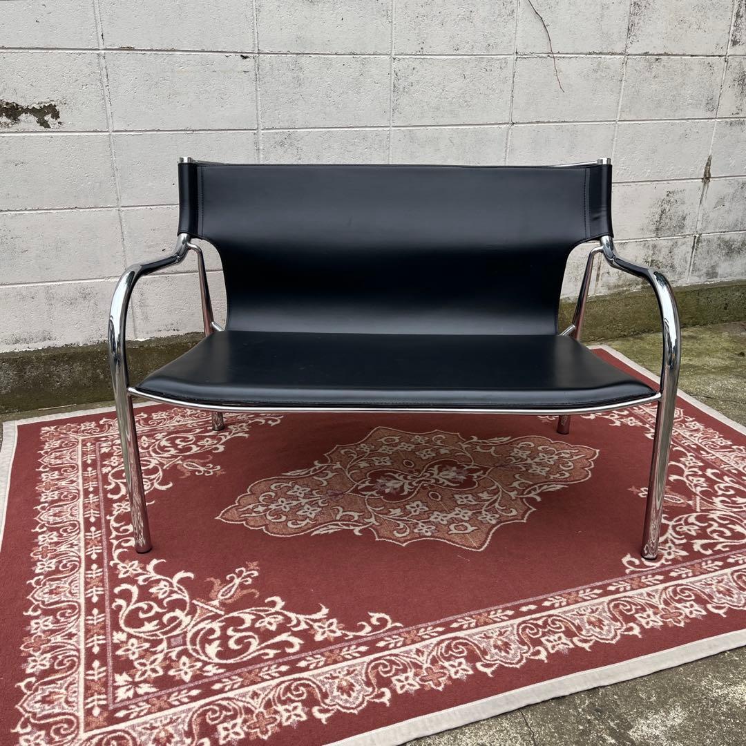 モダンデザイン◾️本革イタリアンレザー座面 2シーター ソファ チェア 2人掛け