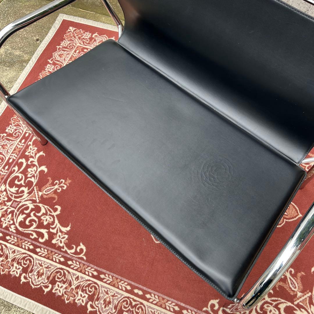 モダンデザイン◾️本革イタリアンレザー座面 2シーター ソファ チェア 2人掛け