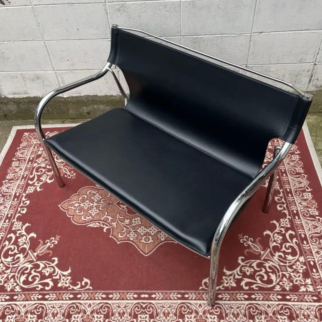 モダンデザイン◾️本革イタリアンレザー座面 2シーター ソファ チェア 2人掛け