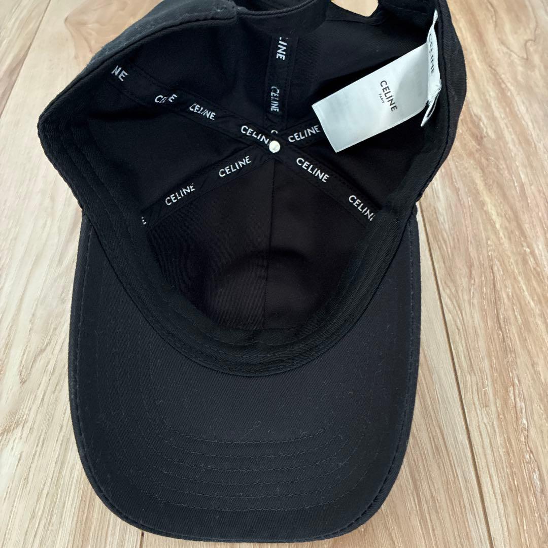 CELINE ブラックキャップ ロゴ刺繍