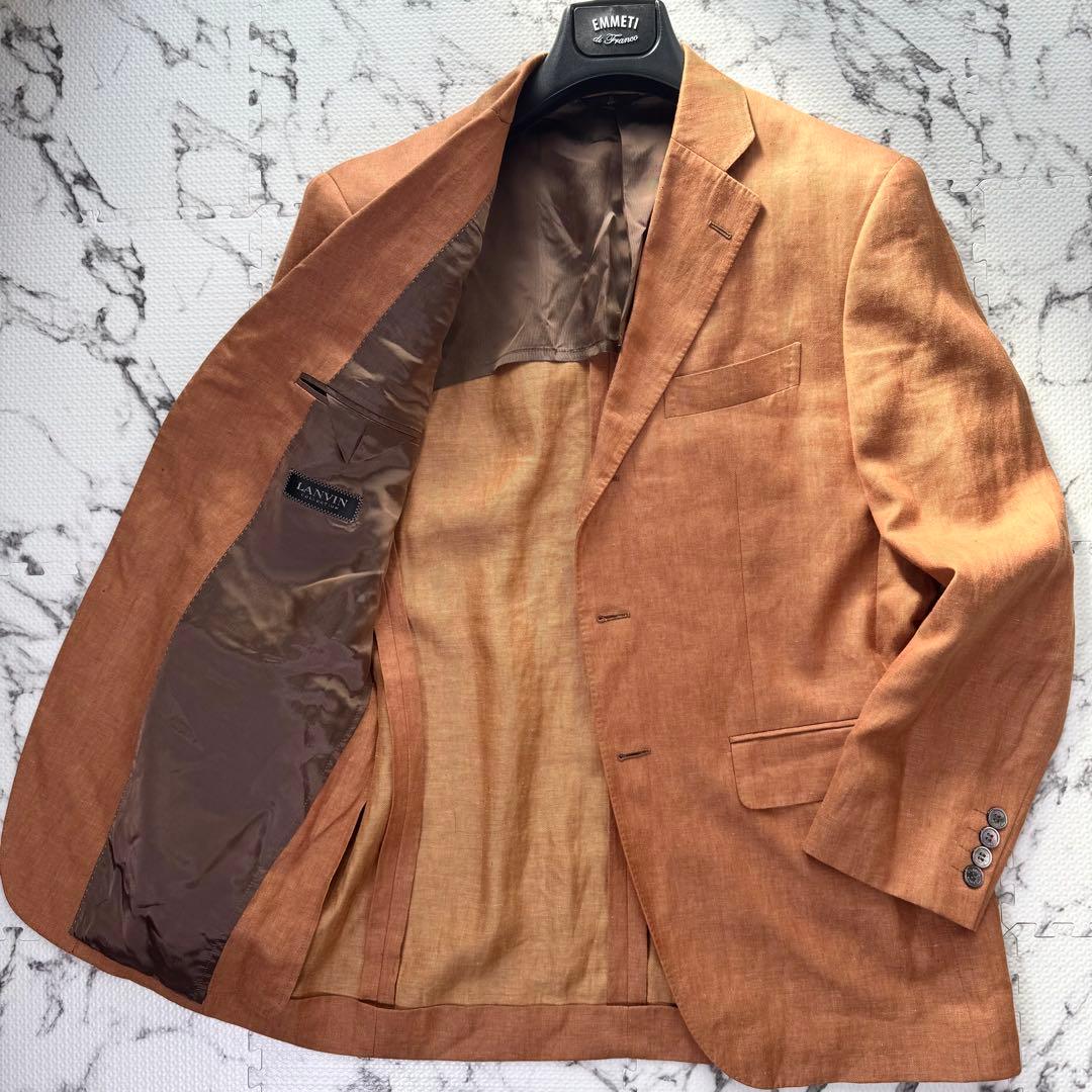 ランバンコレクション　テーラードジャケット　リネン　アンコン　シェルボタン