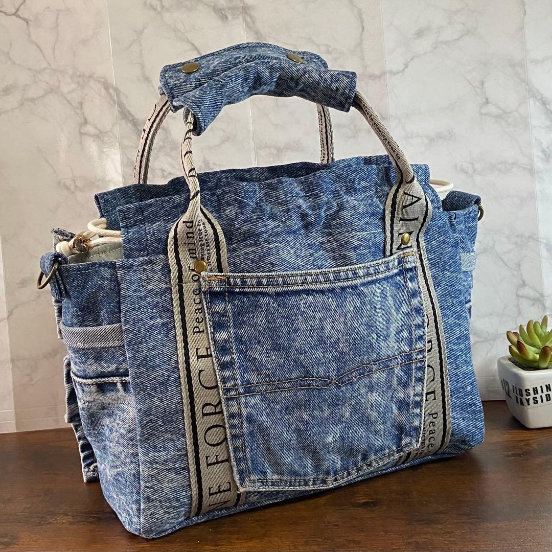 c*o様 コヤンイサムチョン デニムリメイク【フリルバッグ】トートバッグ ハンド