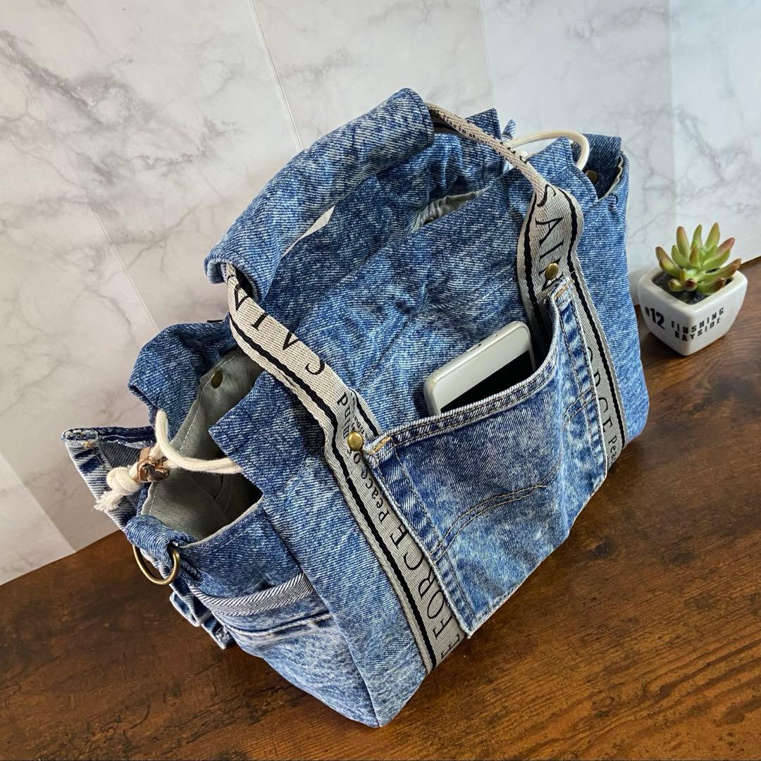 c*o様 コヤンイサムチョン デニムリメイク【フリルバッグ】トートバッグ ハンド