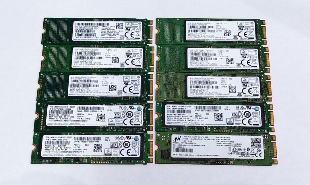 10枚セット 256GB M.2 SATA B&M key 2280 送料無料