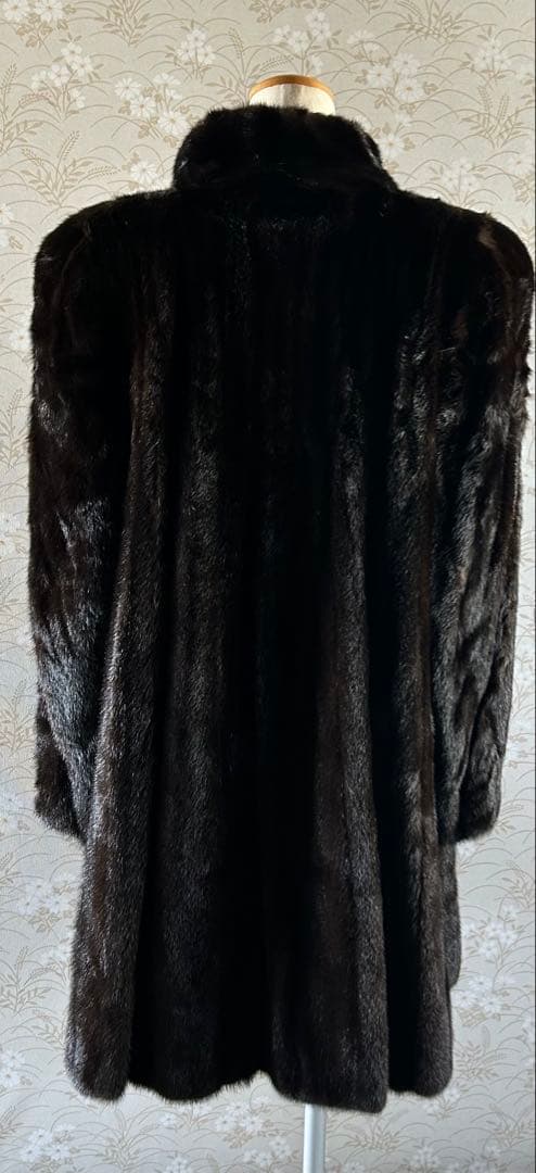 高級 SAFURON OSFUR ダークブラウン ミンクファーロングコート