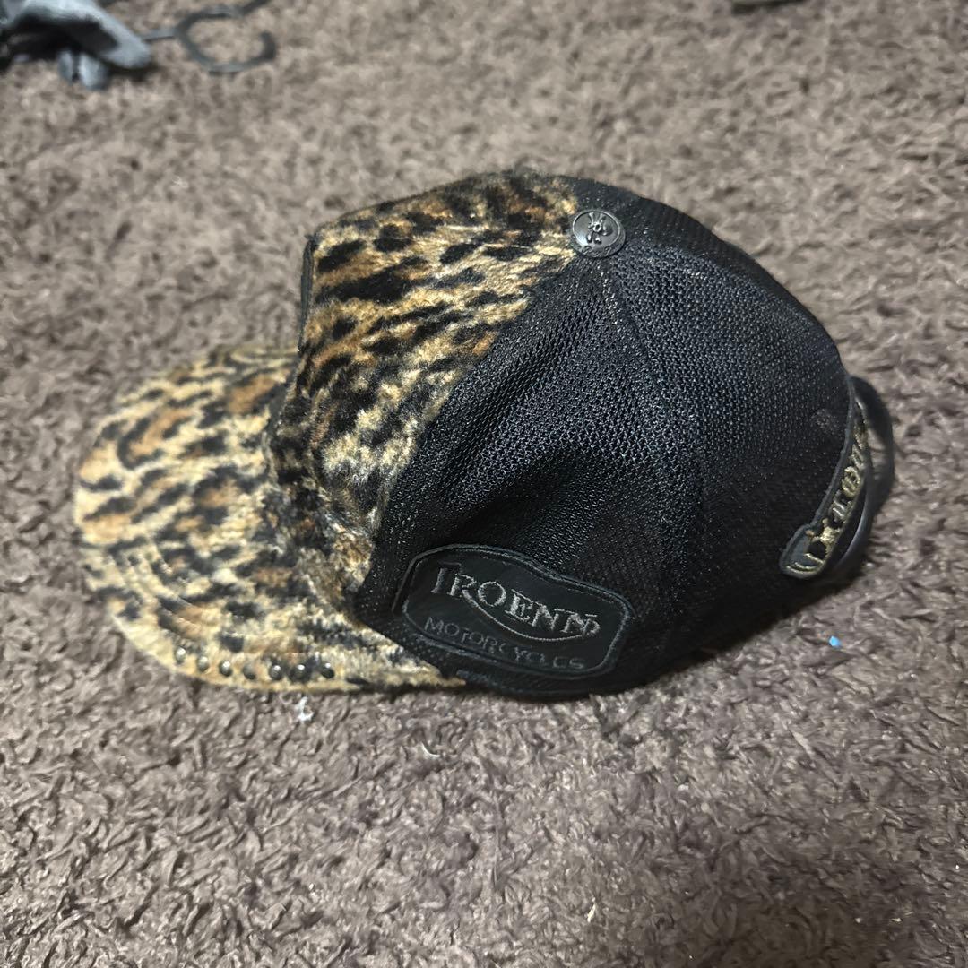 ヒョウ柄スカルパッチキャップ