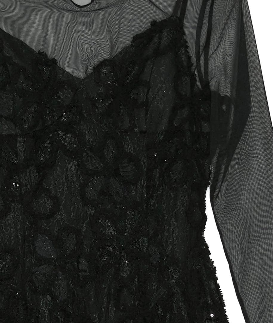 Leja レース装飾 ブラックパーティードレス