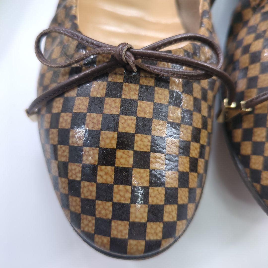 ルイヴィトン ダミエ 金具 バレエシューズ フラットシューズ ローファー 美品