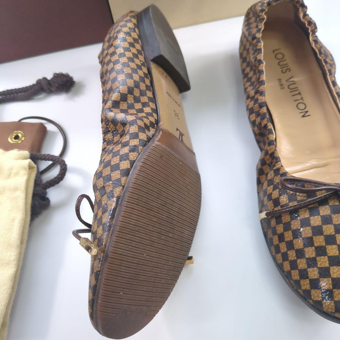 ルイヴィトン ダミエ 金具 バレエシューズ フラットシューズ ローファー 美品