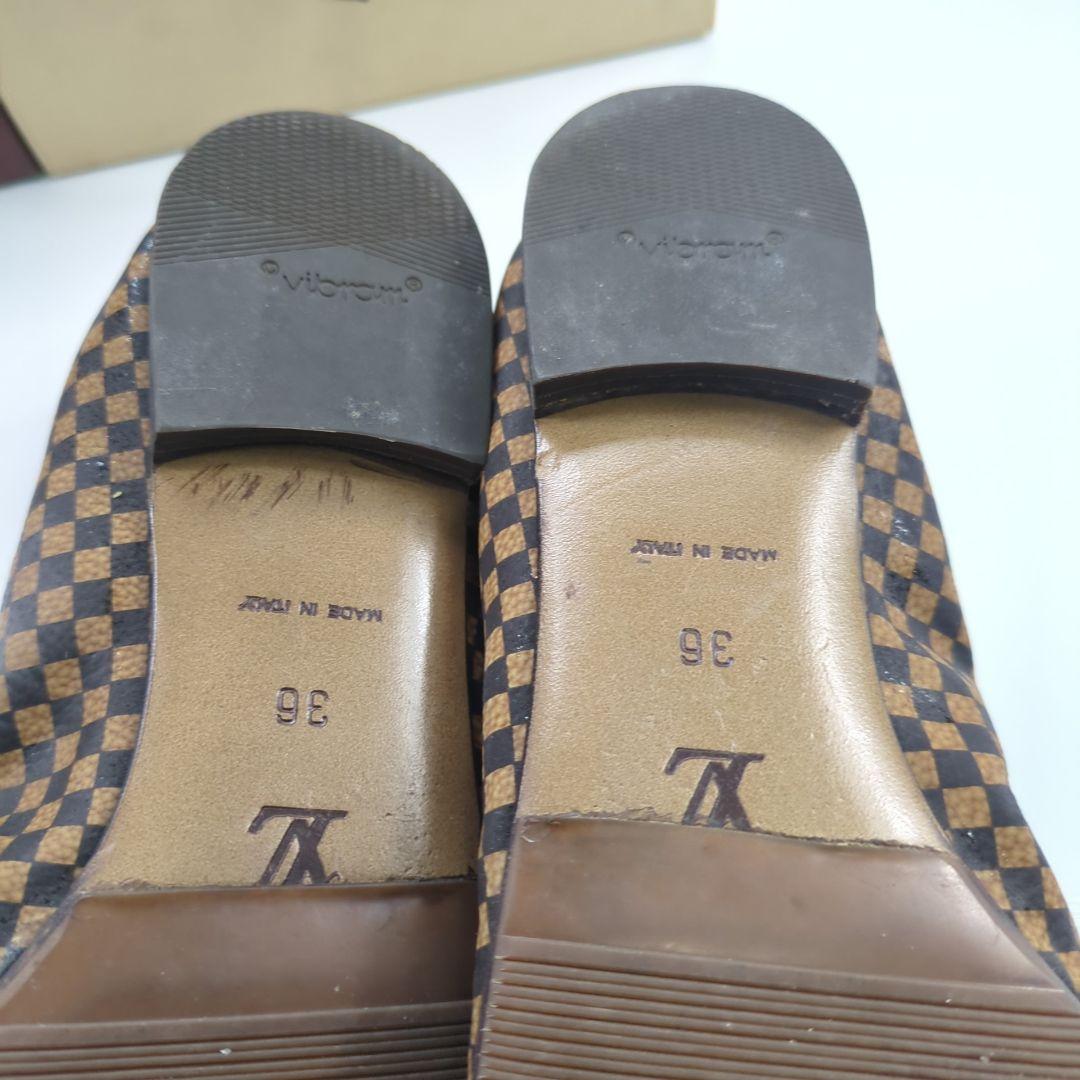 ルイヴィトン ダミエ 金具 バレエシューズ フラットシューズ ローファー 美品