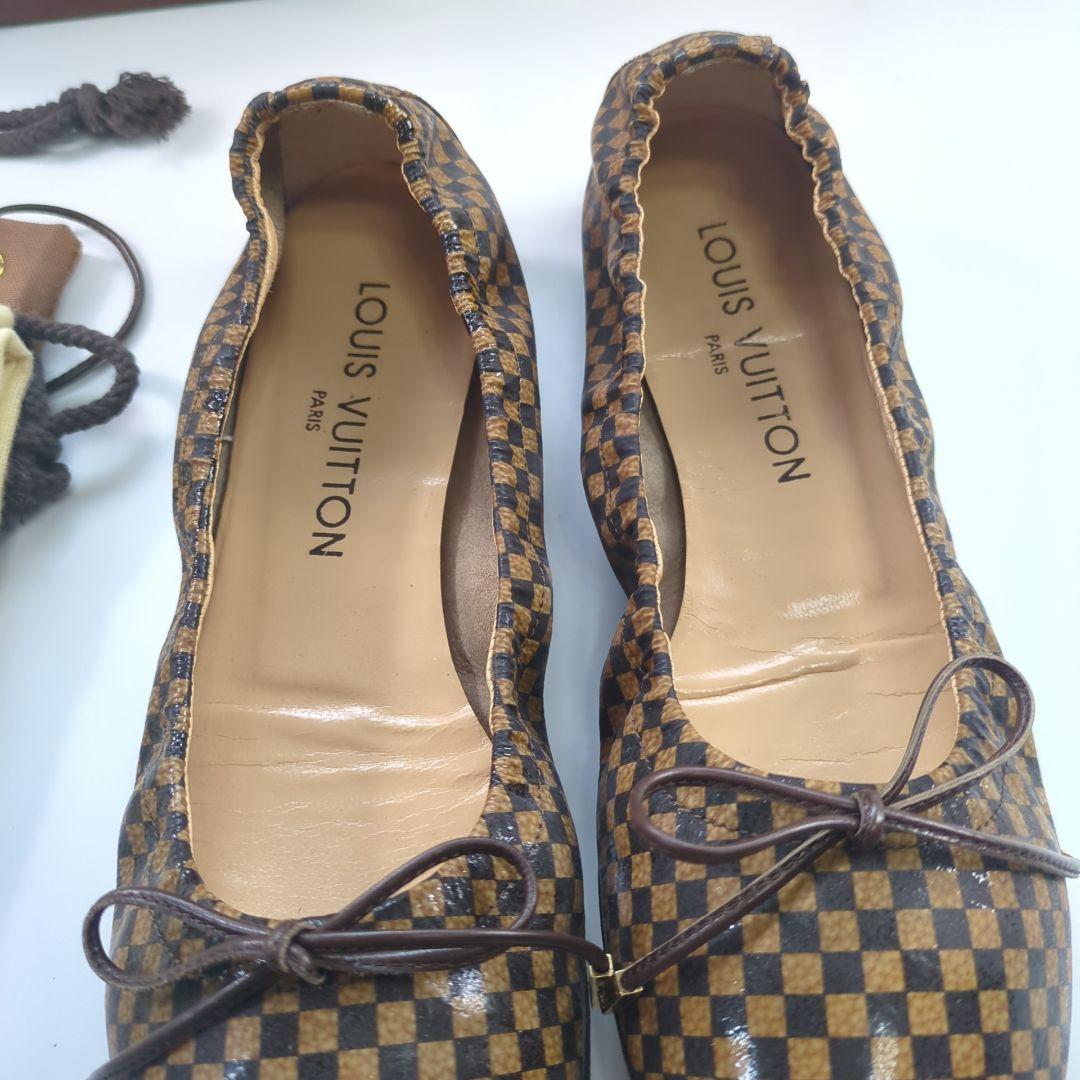 ルイヴィトン ダミエ 金具 バレエシューズ フラットシューズ ローファー 美品