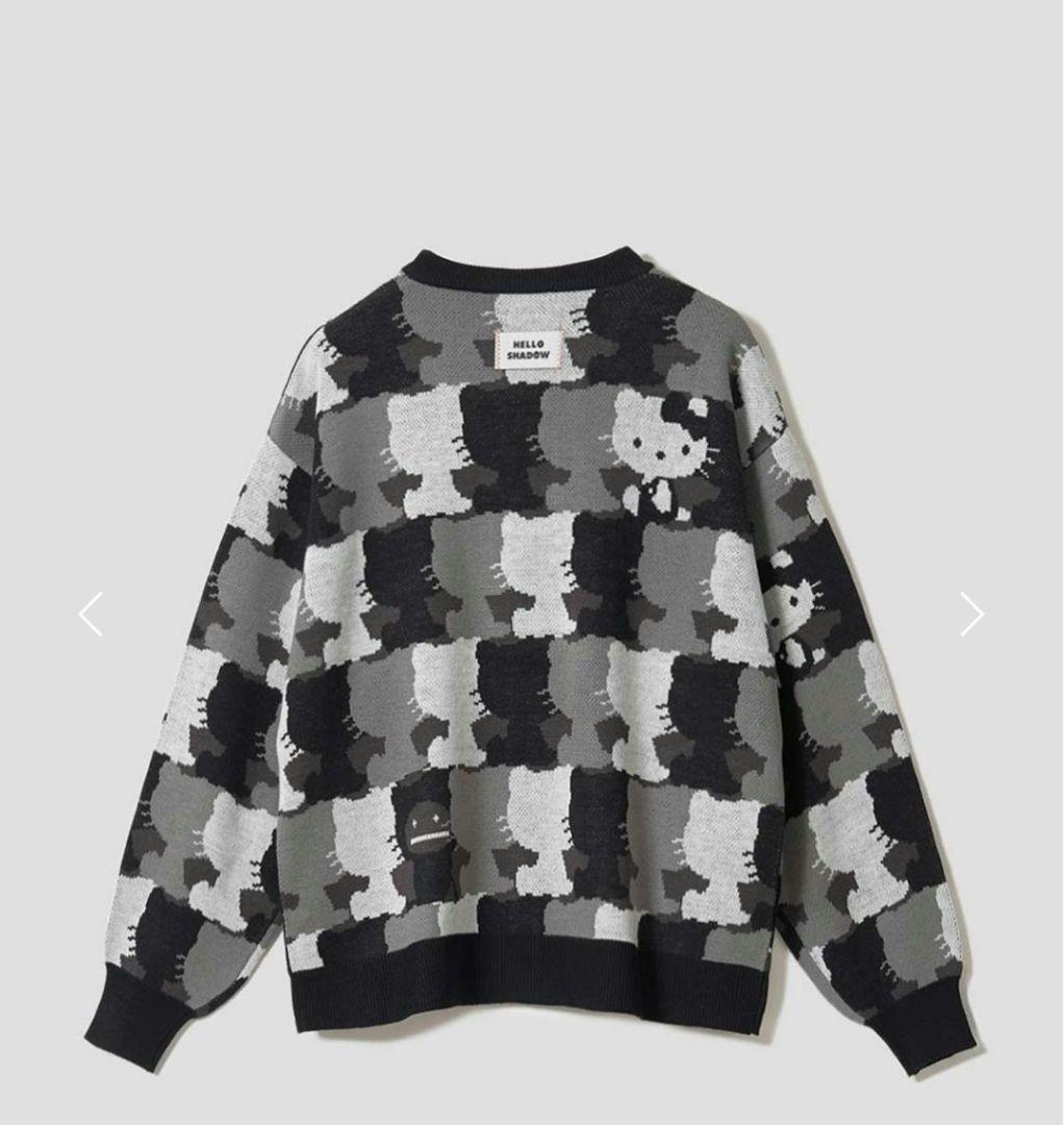 グラニフ キティ シルエットパターン｜ジャカードＶネックカーディガン