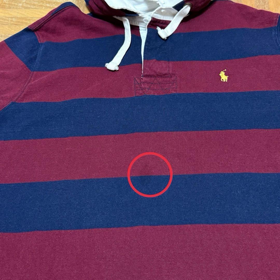 POLO Ralph Lauren ボーダーフード付 ラガーシャツ S87b