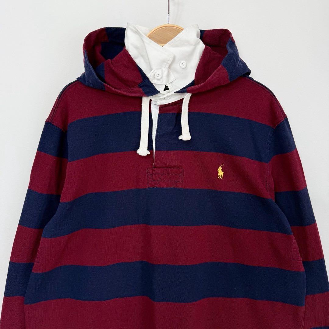 POLO Ralph Lauren ボーダーフード付 ラガーシャツ S87b
