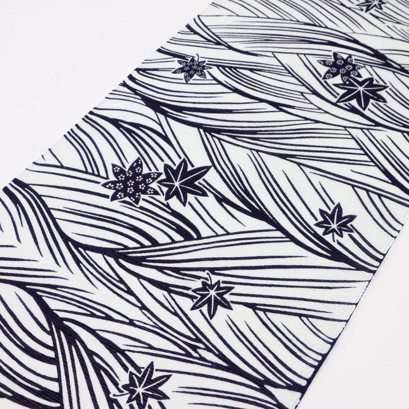 《竺仙【綿絽】小紋◆浴衣反物■青海波にもみじ■白地◆夏着物■反25-142》