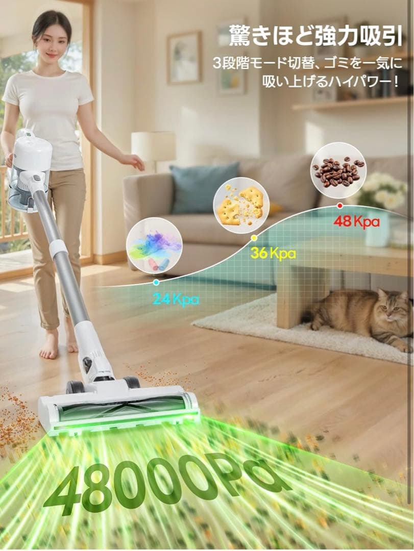 【新品未使用】スティッククリーナー本体 ホワイト 50分連続運転