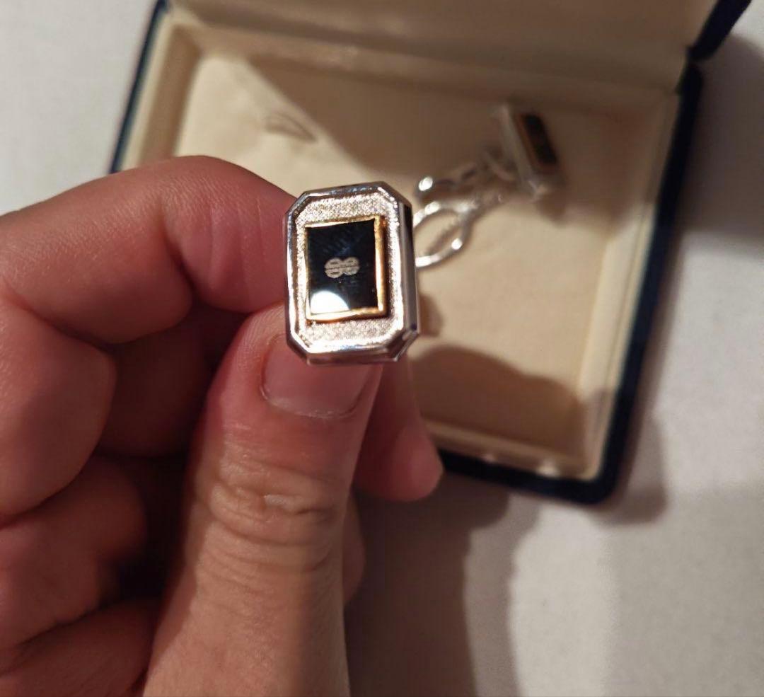 Burberry カフリンクスセット シルバー/ブラック