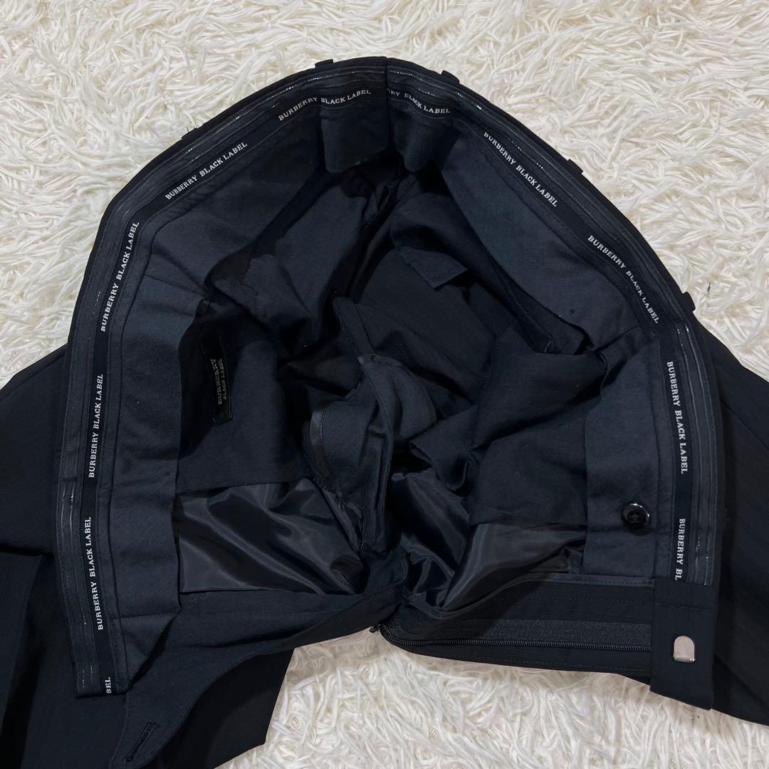 バーバリーブラックレーベル　3ピース　スーツ　セットアップ　ストライプ　黒　L