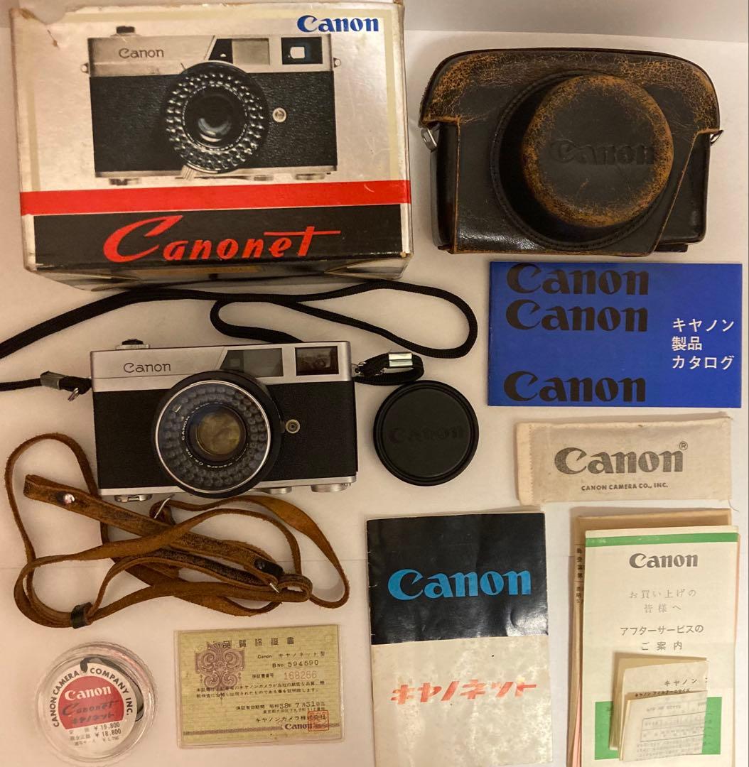 CANON Canonetフイルムカメラ　箱、ケース、冊子、保証書付き