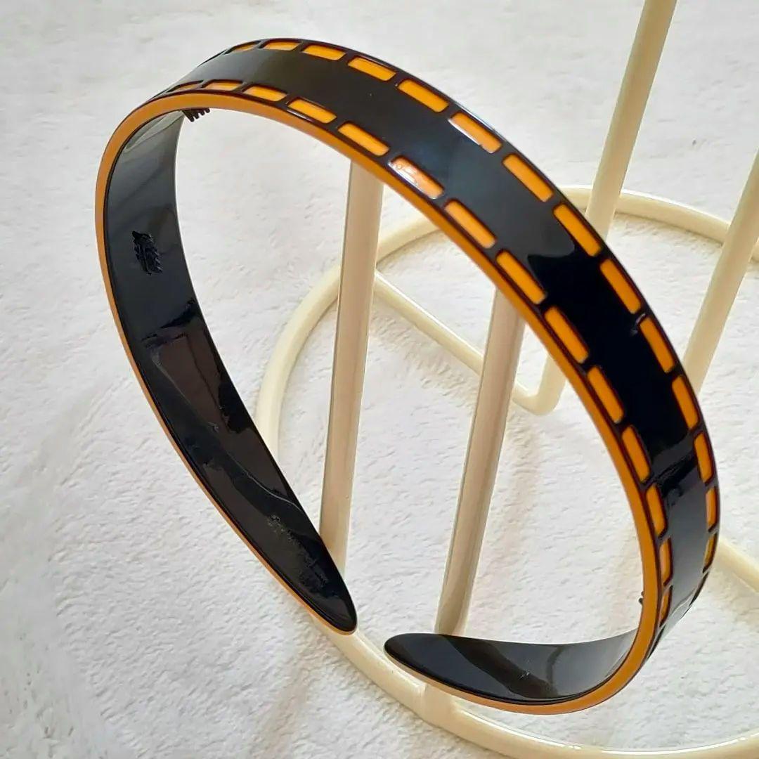 アレクサンドルドゥパリ カチューシャ ブラック×オレンジ　ステッチ バンド付き