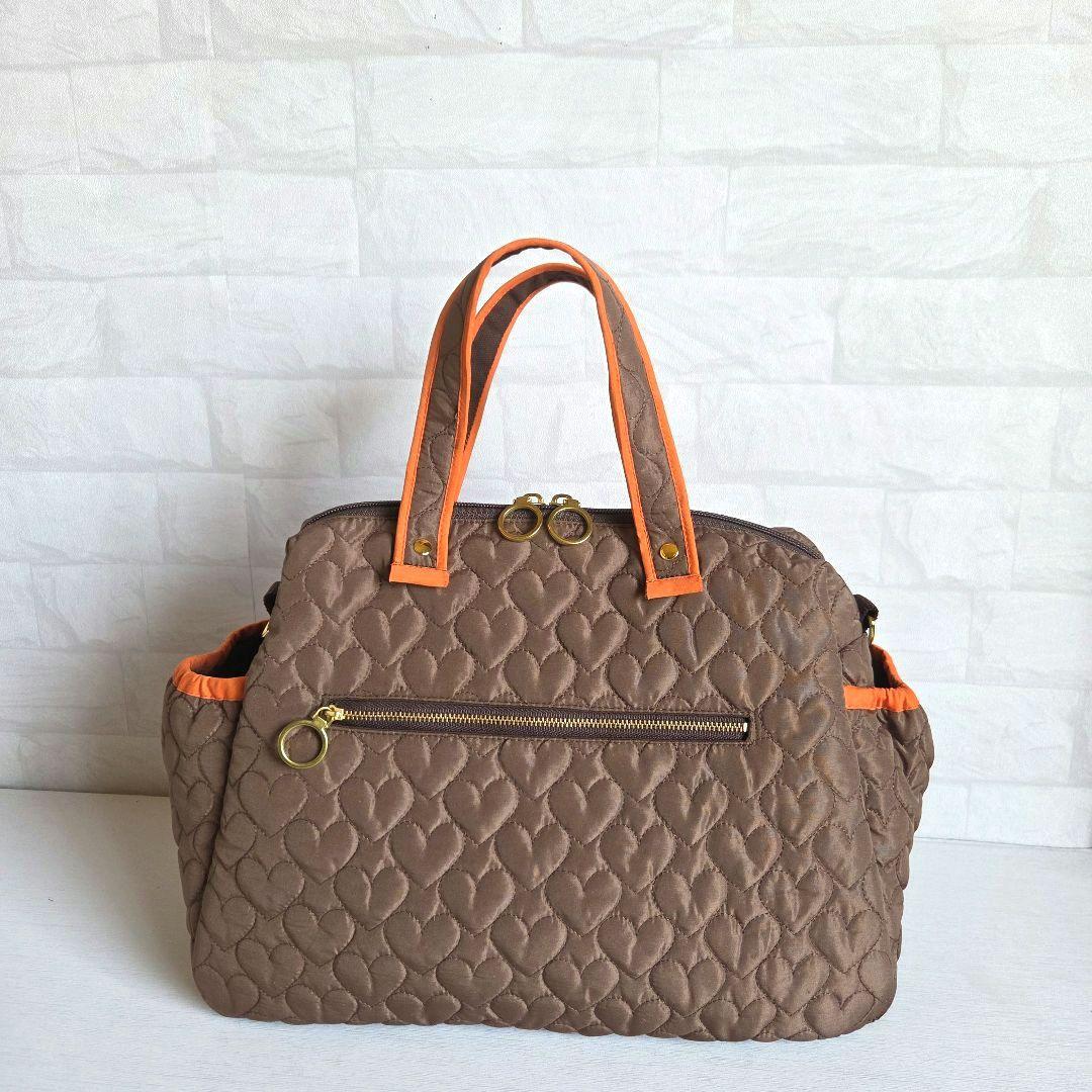 マチャ抹茶様　ポケットいっぱいトートバッグ(L)　ブラウン×オレンジ