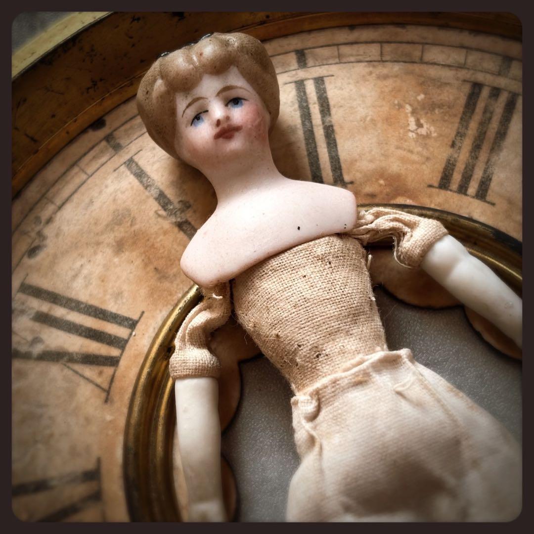 希少アンティーク　 ブラックリボンのパリアンドール ビスクドール