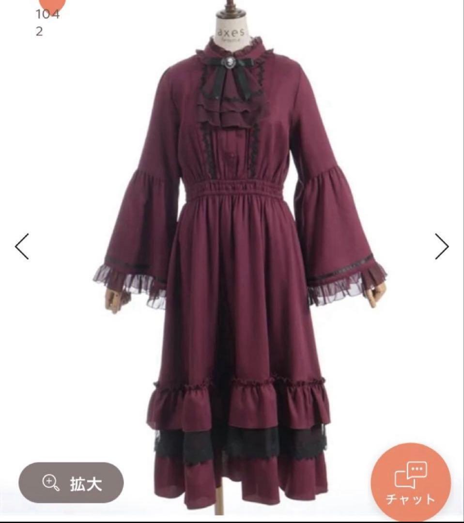 axes femme ジャボブローチ付 ワンピース ゴスロリ 姫袖 アクシーズ