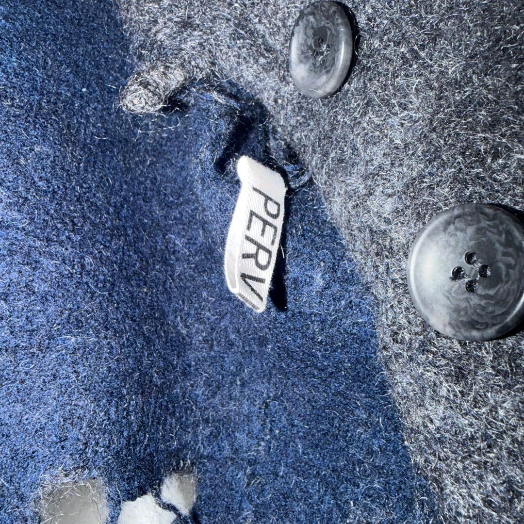 PERVERZEパーバーズ ダメージニットカーディガン グレー リバーシブル