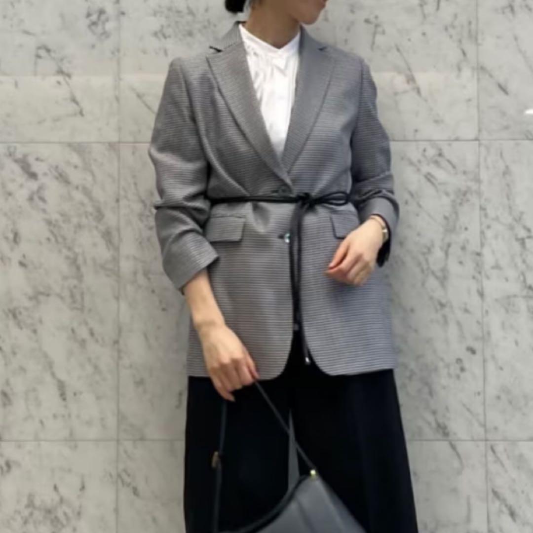 【TOMORROWLAND collection】ベルテッドジャケット チェック