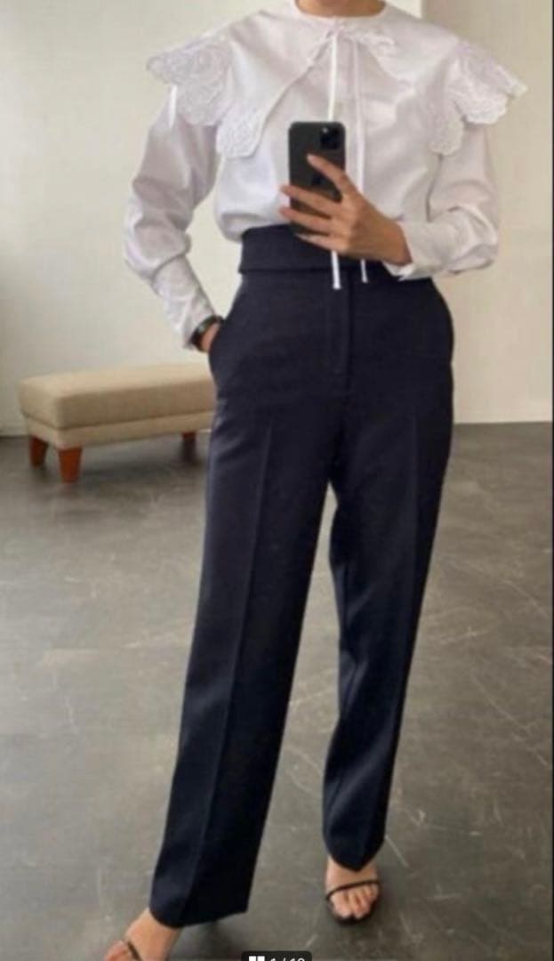 OHGA ハイウエストパンツ　ネイビー