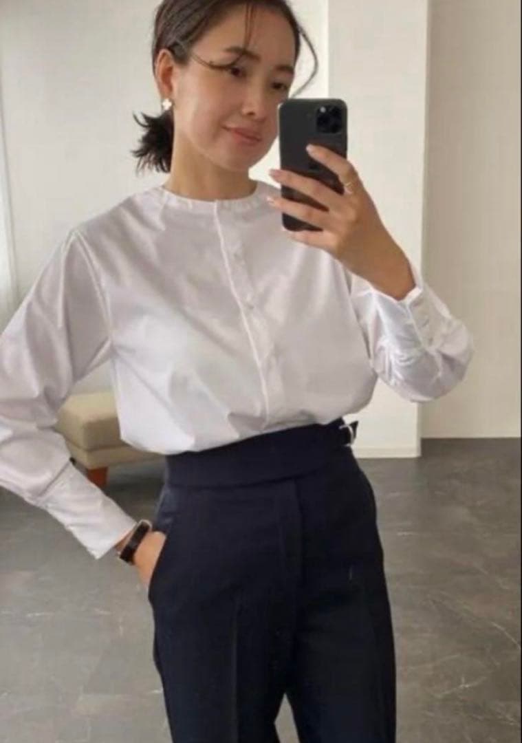 OHGA ハイウエストパンツ　ネイビー