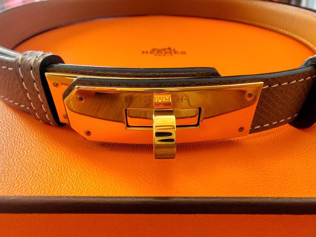 エルメス　HERMES　ケリーベルト　エトゥープ　G金具　エプソン