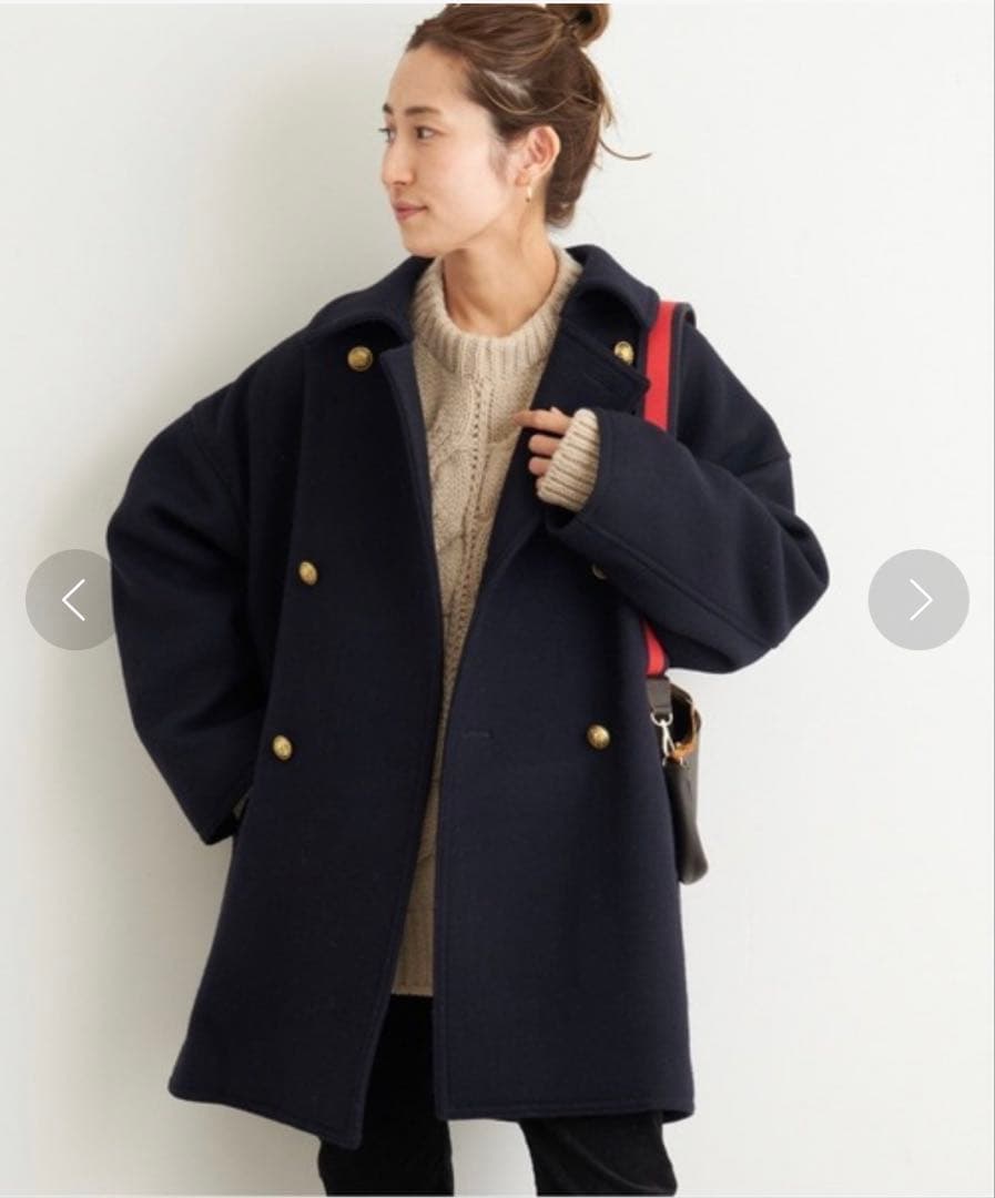 ris　フレームワークSuper 100ダブルクロスPコート36 ネイビー