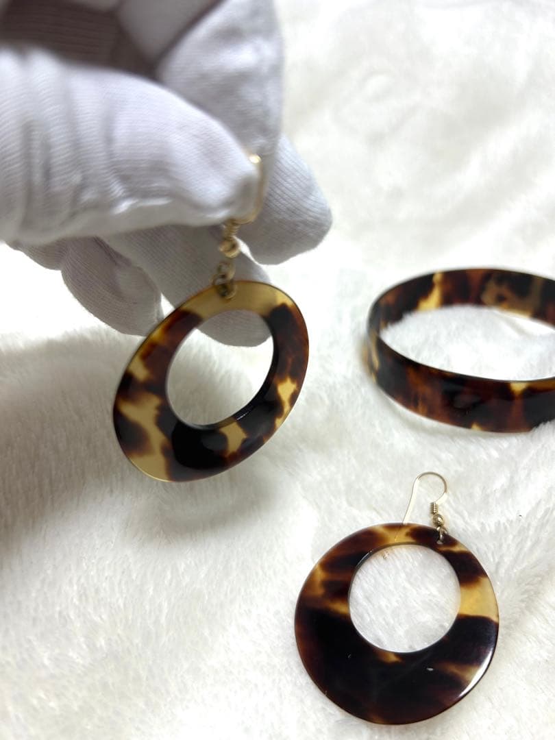 本鼈甲　ブレスレット・ピアスセット