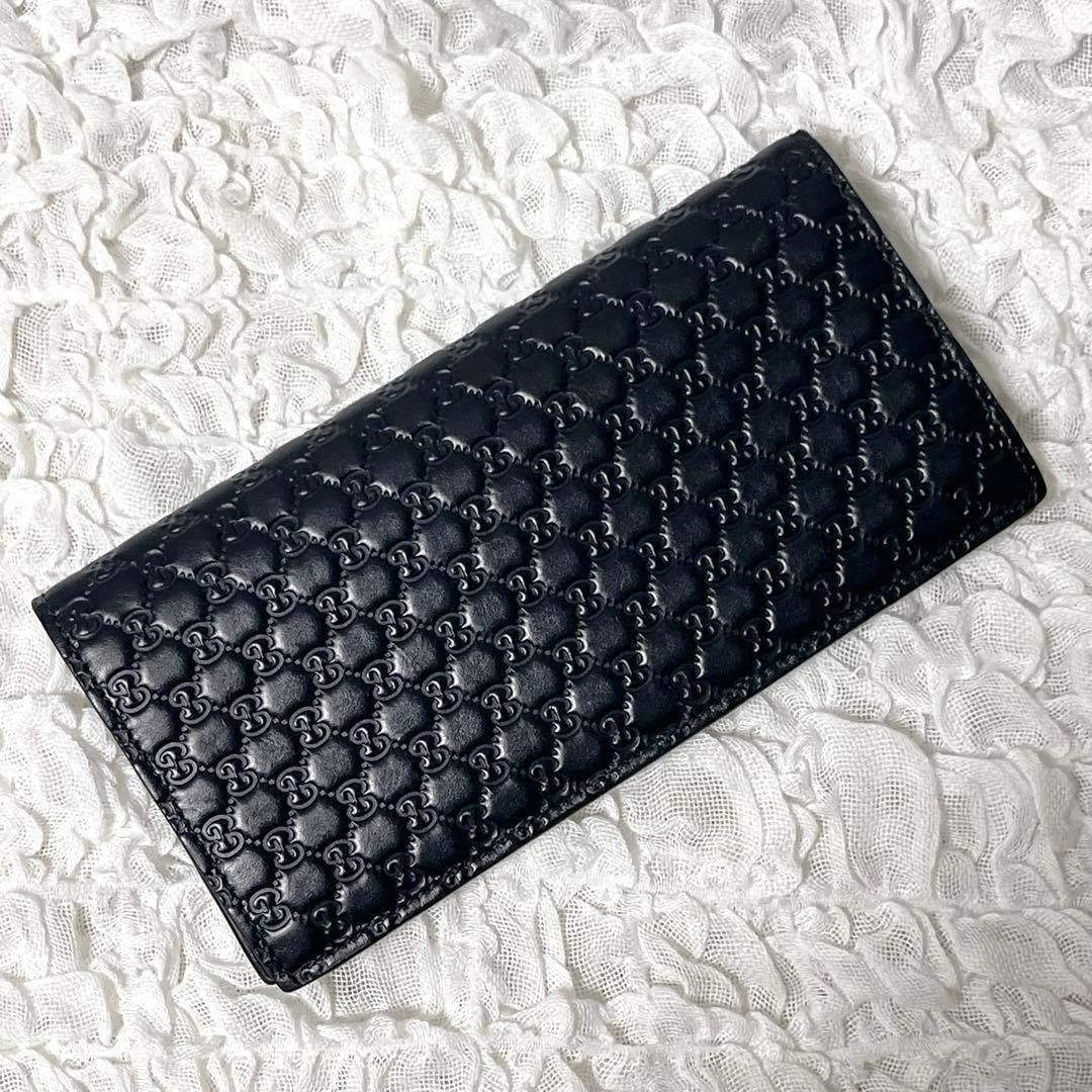 未使用級✨GUCCI グッチ GGマイクログッチシマ 総柄 レザー 二つ折り財布