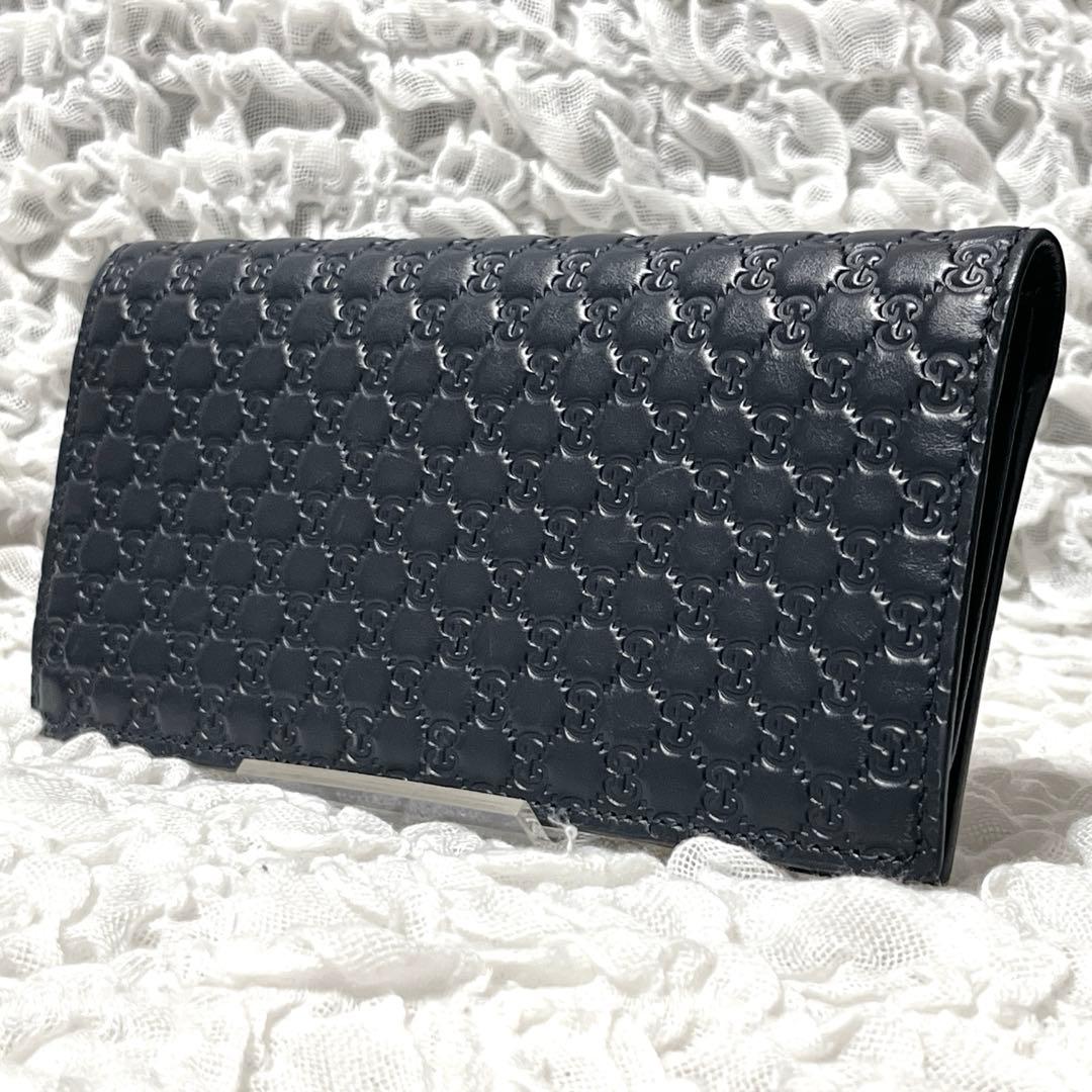 未使用級✨GUCCI グッチ GGマイクログッチシマ 総柄 レザー 二つ折り財布