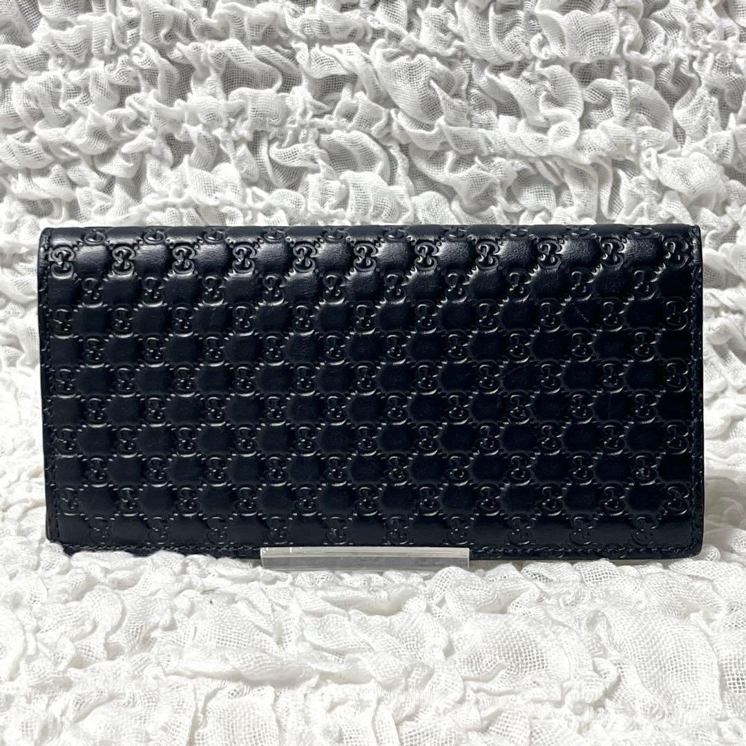 未使用級✨GUCCI グッチ GGマイクログッチシマ 総柄 レザー 二つ折り財布