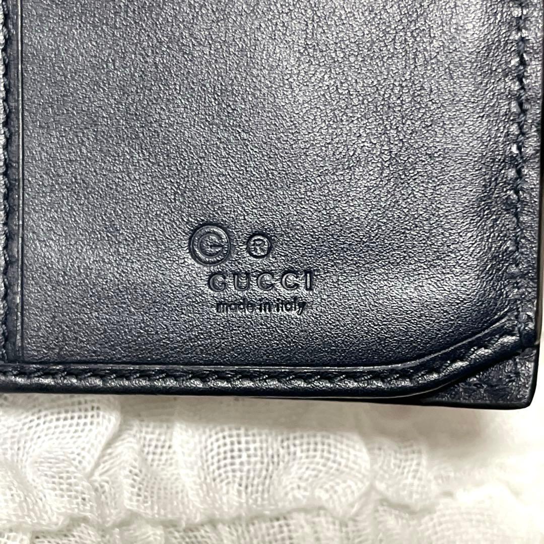未使用級✨GUCCI グッチ GGマイクログッチシマ 総柄 レザー 二つ折り財布