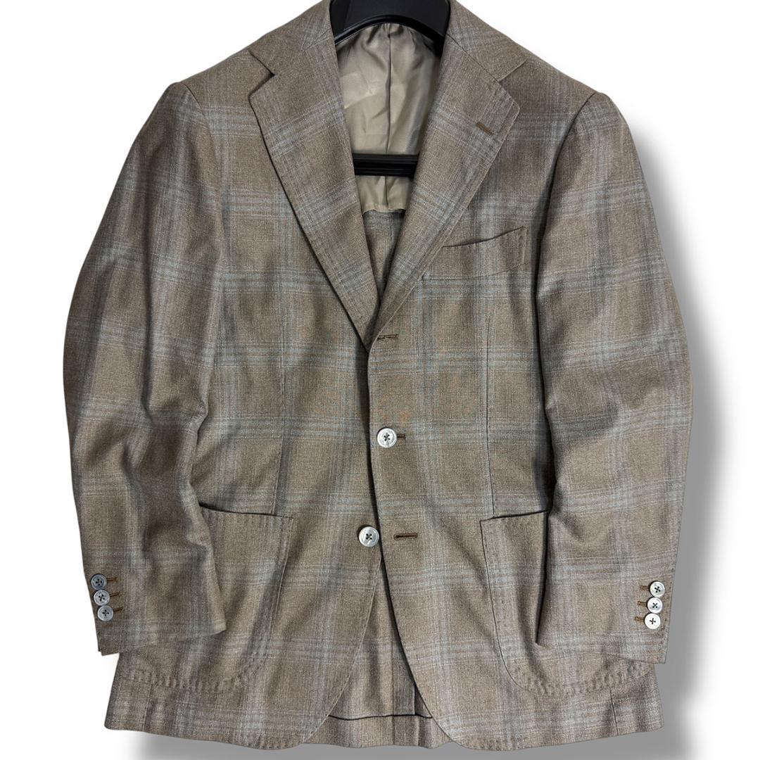 J6307 美品 リングヂャケットマイスター シルクカシミヤチェックジャケット