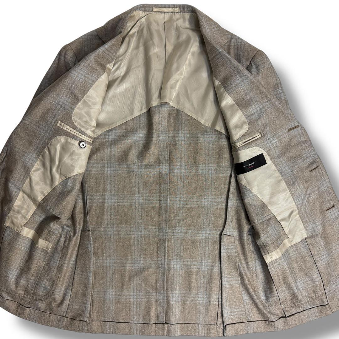 J6307 美品 リングヂャケットマイスター シルクカシミヤチェックジャケット
