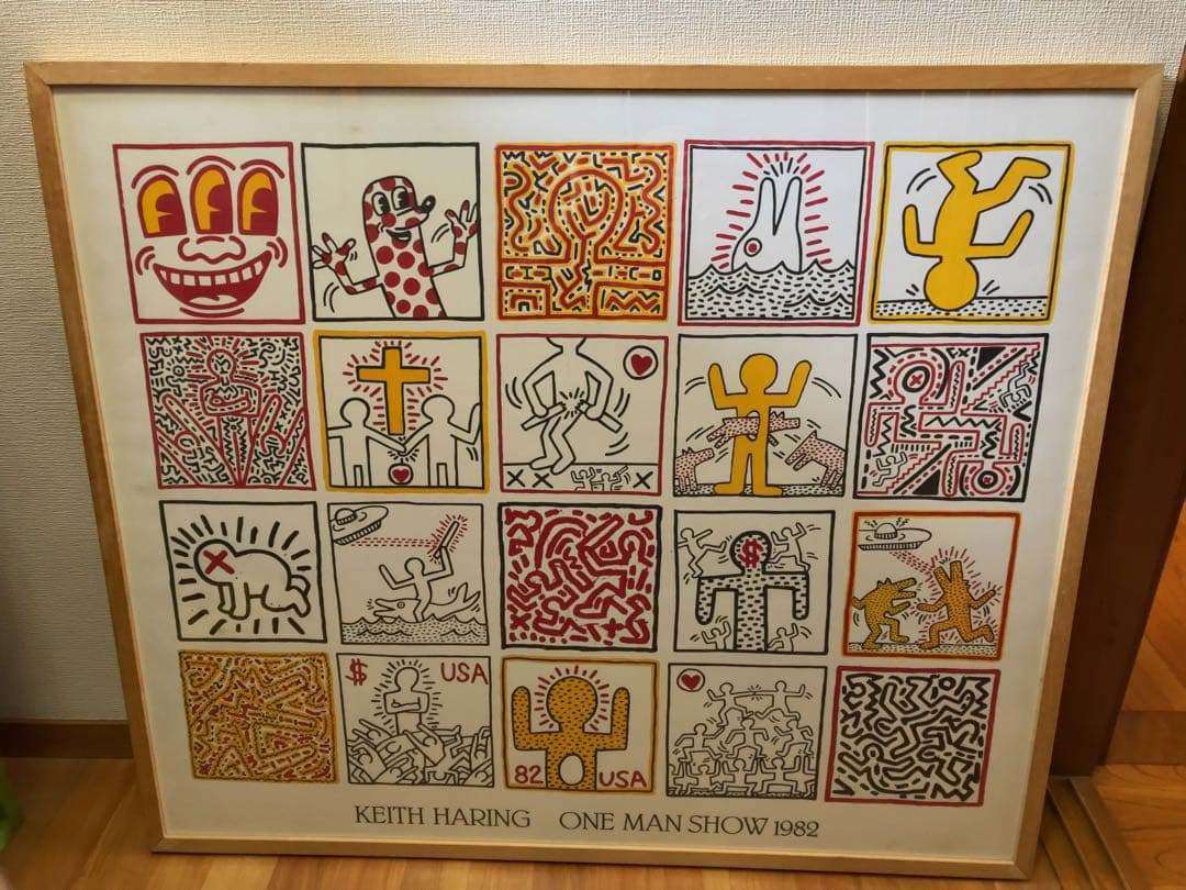 キース ヘリング ポスター　One Man Show 1982 額装品