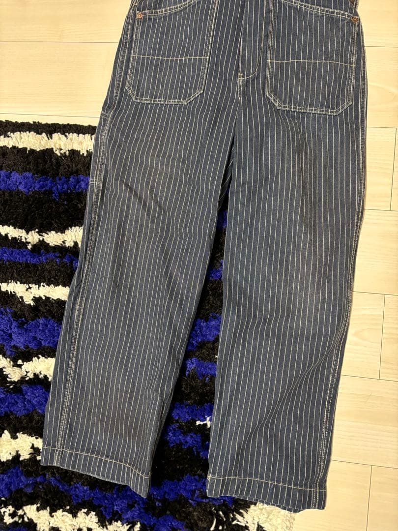 SCHOTT BROS. ストライプ オーバーオール ネイビー