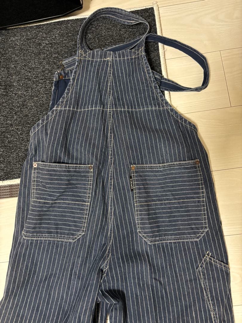 SCHOTT BROS. ストライプ オーバーオール ネイビー