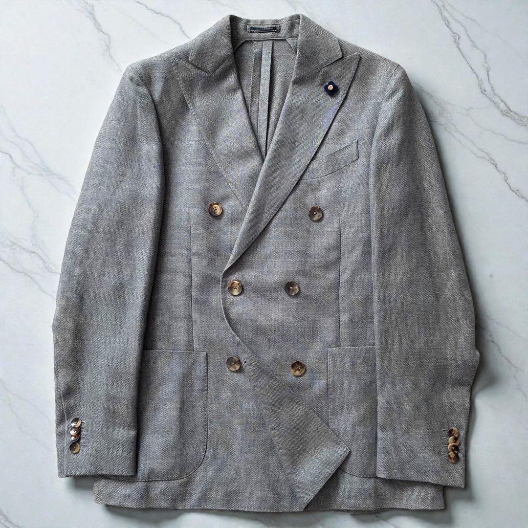 極美品 LARDINI テーラードジャケット ダブルブレスト イタリア製 46